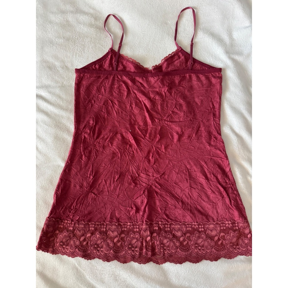 Y2K vintage 90s maurices Red Lace Trim Camisole Tank Top Women's Medium layering - Picture 2 of 4